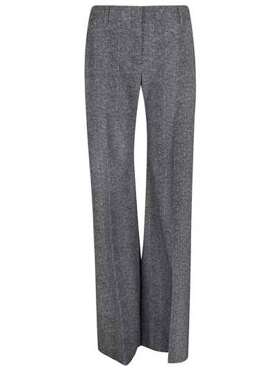 Ermanno Scervino Wide-leg Palazzo Trousers With Herringbone Weave Design In Gray