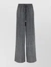 Ermanno Scervino Herringbone Drawstring Palazzo Pants In Gray