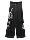 Ermanno Scervino Wide-leg Silk Pants With Floral Embroidery In Black
