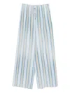 Ermanno Scervino Striped Wide Leg Trousers Featuring Side Pockets In Blue