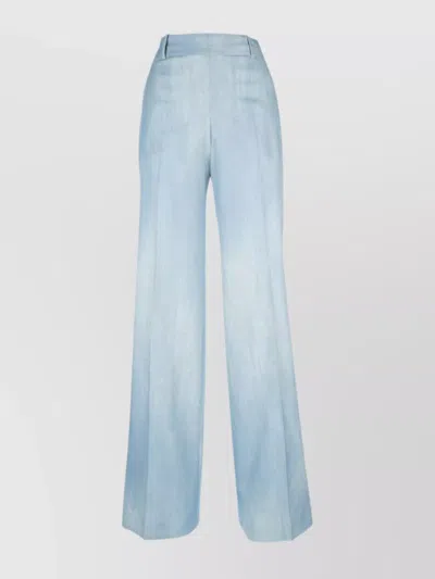 Ermanno Scervino Wide-leg Trousers With Belt Loops And Back Pockets In Blue