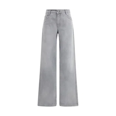 Ermanno Scervino Baggy Jeans With Embroidered Back Pockets In Gray