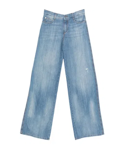 Ermanno Scervino Wide-leg Logo-patch Jeans In Blue