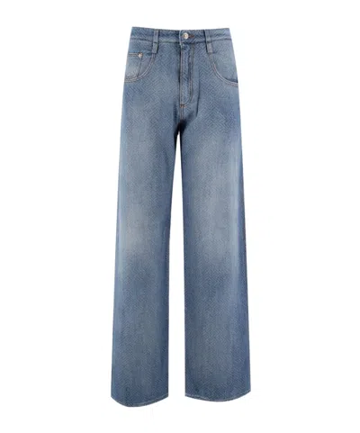 Ermanno Scervino Wide-leg Patterned Jeans In Blue