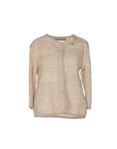 Ermanno Scervino Woman Cardigan Beige Size 8 Cotton, Viscose