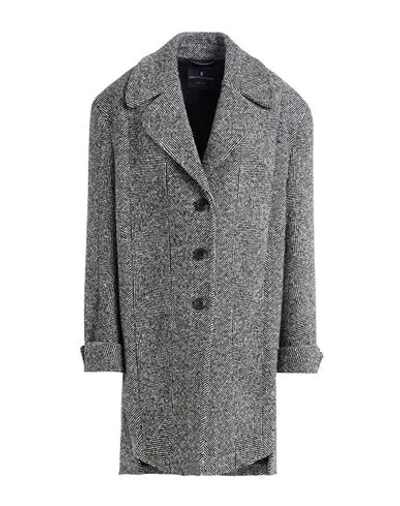Ermanno Scervino Woman Coat Black Size 6 Wool, Polyamide In Gray