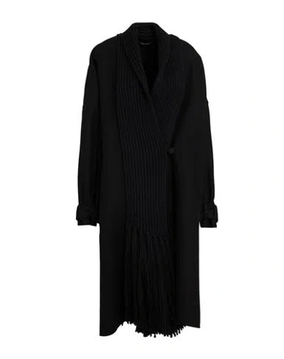 Ermanno Scervino Woman Coat Black Size 8 Virgin Wool, Merino Wool