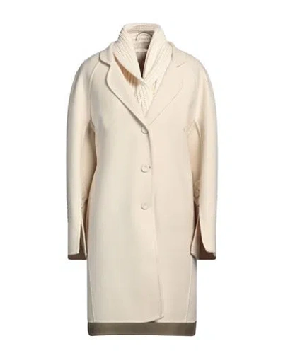 Ermanno Scervino Woman Coat Ivory Size 6 Virgin Wool, Mohair Wool, Polyamide, Wool In White