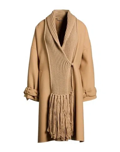 Ermanno Scervino Woman Coat Sand Size 2 Virgin Wool, Merino Wool In Brown