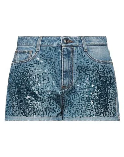 Ermanno Scervino Woman Denim Shorts Blue Size 8 Cotton, Polyester