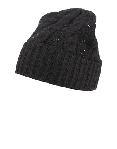 Ermanno Scervino Woman Hat Black Size Onesize Virgin Wool, Acrylic, Glass