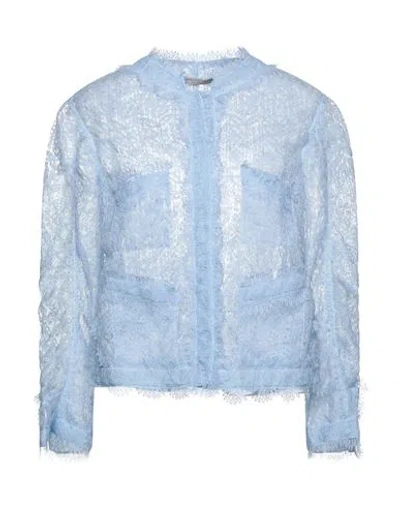 Ermanno Scervino Woman Jacket Sky Blue Size 10 Polyester, Polyamide