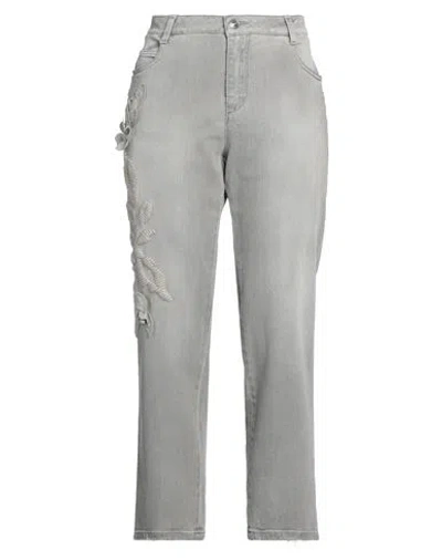 Ermanno Scervino Woman Jeans Grey Size 14 Cotton, Elastane