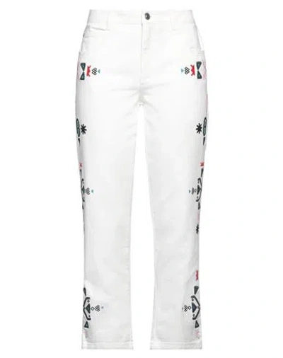 Ermanno Scervino Woman Denim Pants White Size 8 Cotton