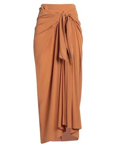 Ermanno Scervino Woman Maxi Skirt Camel Size 6 Silk In Beige