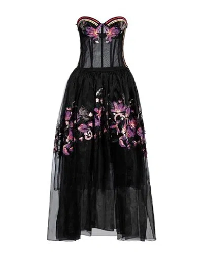 Ermanno Scervino Woman Midi Dress Black Size 6 Polyester, Viscose, Cotton, Silk