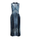 Ermanno Scervino Woman Midi Dress Blue Size 12 Viscose In Blue