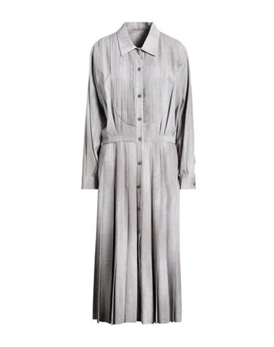 Ermanno Scervino Woman Midi Dress Grey Size 14 Viscose In Gray