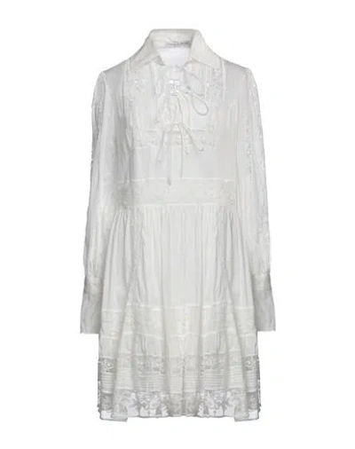 Ermanno Scervino Woman Midi Dress Ivory Size 8 Cotton, Silk, Polyamide In White