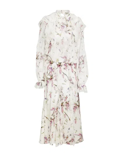 Ermanno Scervino Woman Midi Dress White Size 6 Silk, Polyamide, Viscose