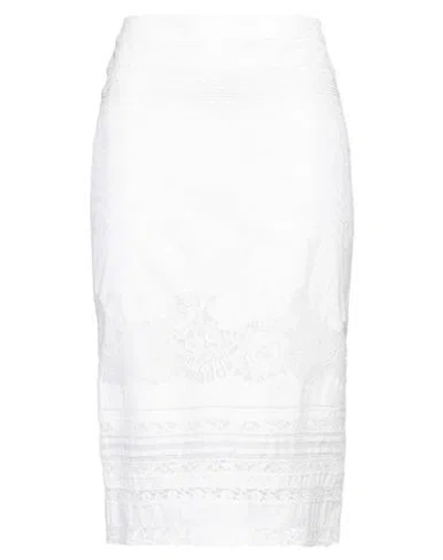 Ermanno Scervino Woman Midi Skirt White Size 4 Cotton, Viscose, Polyamide