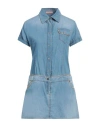 Ermanno Scervino Woman Mini Dress Blue Size 6 Cotton, Aluminum, Viscose, Polyester, Elastane In Blue