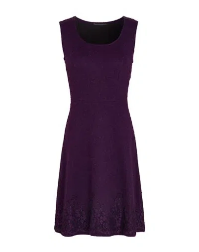 Ermanno Scervino Woman Mini Dress Dark Purple Size 4 Mohair Wool, Polyamide, Wool, Viscose, Cotton