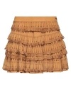 Ermanno Scervino Woman Mini Skirt Brown Size 2 Leather, Polyamide