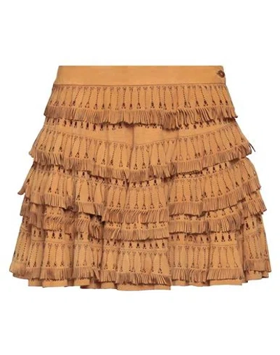 Ermanno Scervino Woman Mini Skirt Brown Size 2 Leather, Polyamide