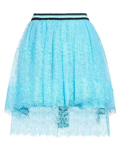 Ermanno Scervino Woman Mini Skirt Light Blue Size 8 Polyester, Polyamide, Cotton