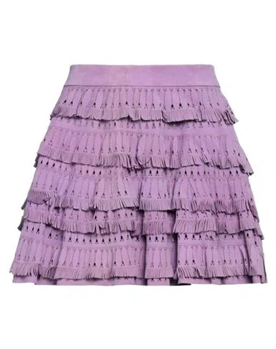 Ermanno Scervino Woman Mini Skirt Purple Size 8 Leather, Polyamide