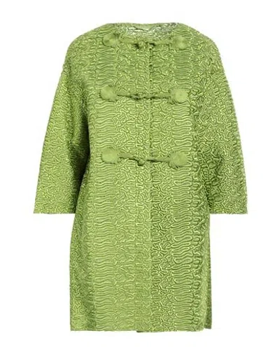 Ermanno Scervino Woman Overcoat & Trench Coat Green Size 8 Polyester, Polyamide