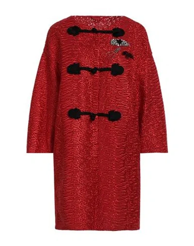 ERMANNO SCERVINO ERMANNO SCERVINO WOMAN OVERCOAT & TRENCH COAT RED SIZE 4 POLYESTER, POLYAMIDE