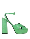 Ermanno Scervino Woman Sandals Green Size 10 Leather In Green