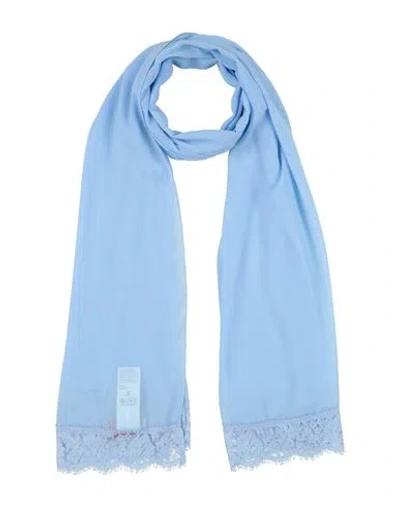 Ermanno Scervino Woman Scarf Sky Blue Size - Polyester, Cotton