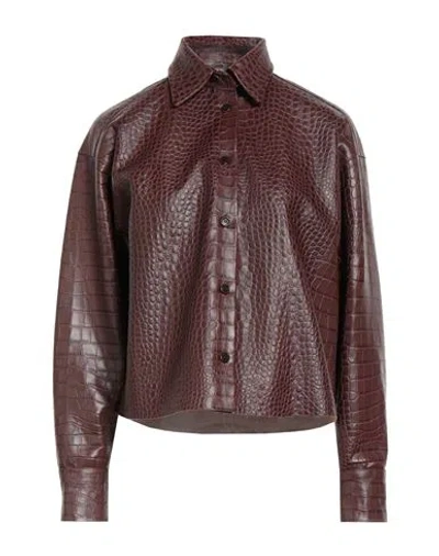 Ermanno Scervino Woman Shirt Brown Size 4 Lambskin