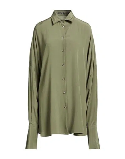Ermanno Scervino Woman Shirt Military Green Size 6 Silk