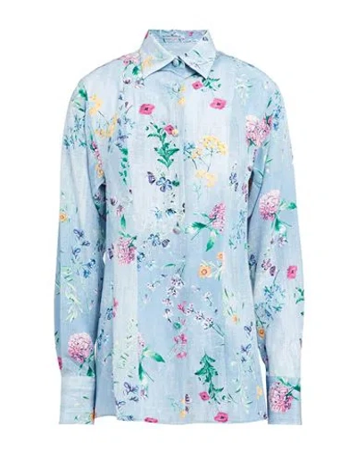 Ermanno Scervino Woman Shirt Pastel Blue Size 8 Silk
