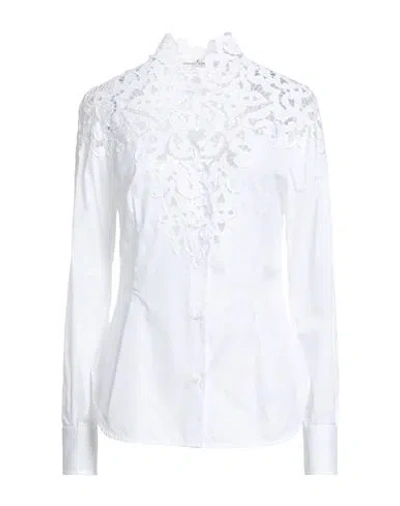 Ermanno Scervino Woman Shirt White Size 10 Cotton, Polyester