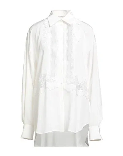 Ermanno Scervino Woman Shirt White Size 4 Silk, Polyester, Viscose, Polyamide