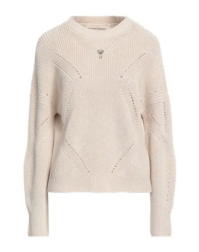 Ermanno Scervino Woman Sweater Beige Size 8 Cotton, Crystal, Brass