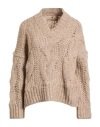 Ermanno Scervino Woman Sweater Beige Size S Alpaca Wool, Polyamide, Wool In Brown