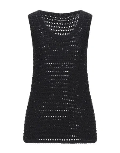 Ermanno Scervino Woman Sweater Black Size 10 Cotton, Polyamide, Glass