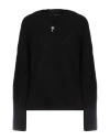 Ermanno Scervino Woman Sweater Black Size 6 Cotton, Crystal, Brass In Black