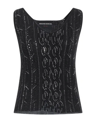 Ermanno Scervino Woman Sweater Black Size 8 Acrylic, Virgin Wool, Glass