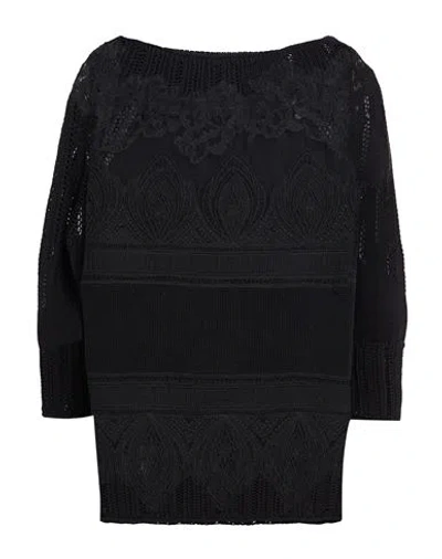 Ermanno Scervino Woman Sweater Black Size M Cotton, Polyester, Polyamide, Viscose