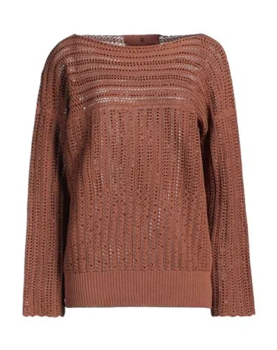 Ermanno Scervino Woman Sweater Brown Size S Cotton, Glass
