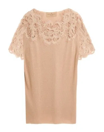 Ermanno Scervino Woman Sweater Camel Size L Cashmere, Mohair Wool, Polyamide, Polyester, Cotton