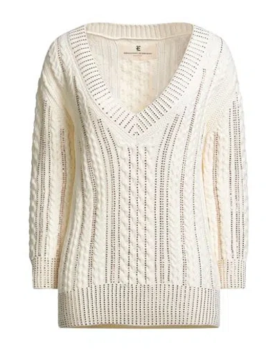 Ermanno Scervino Woman Sweater Cream Size M Cotton, Polyamide, Glass In White