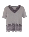 Ermanno Scervino Woman Sweater Grey Size 8 Cashmere, Silk, Polyamide In Purple